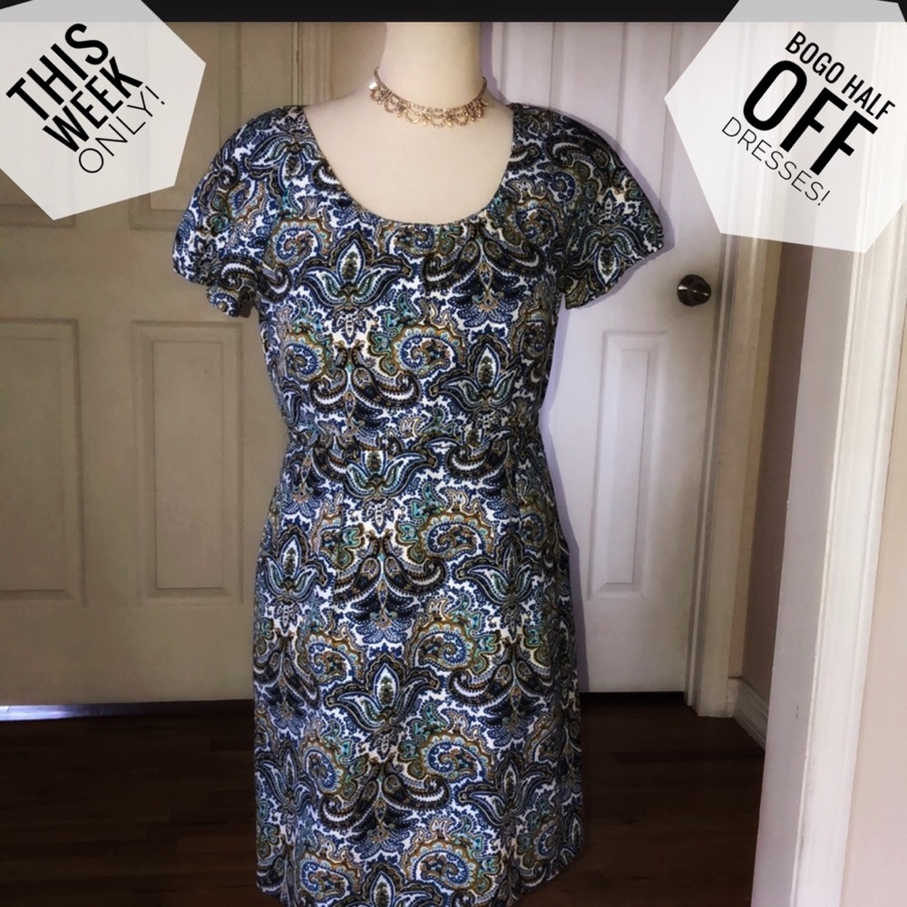 J.Crew Sz.8 Cotton silk Paisley retro print dress